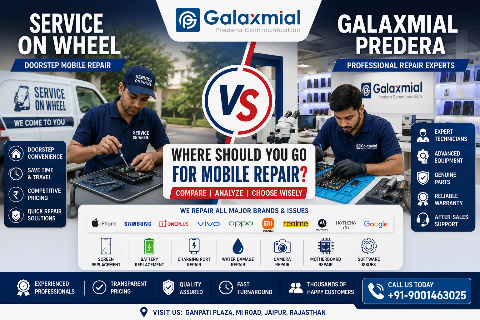 Service On Wheel vs Galaxmial Predera: Mobile Repair Guide